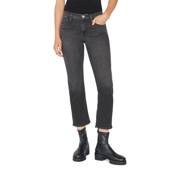 FRAME Le High Straight Leg Jeans Black Oak Ankle Straight Leg Denim Women's 28 - Picture 2 of 12